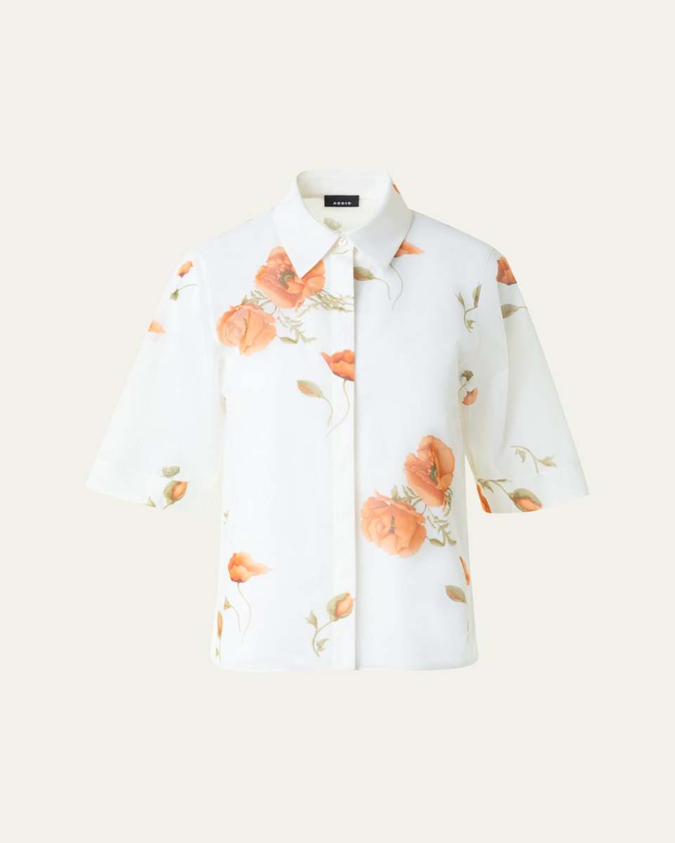 Anemone Print Cotton Voile Blouse